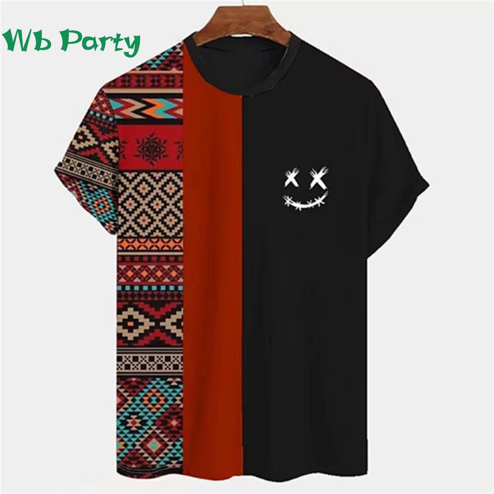 Vintage Striped Pattern Printing T shirt Men Designer Man T shirt Short Sleeve Tee Men Clothing Striped Print Clothes O-Neck Tee