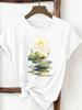 (Asian Size) Print Tee Top Women Woman Fashion Clothing T Shirt  Female Sweet Butterfly Style Short Sleeve Graphic T-shirts
