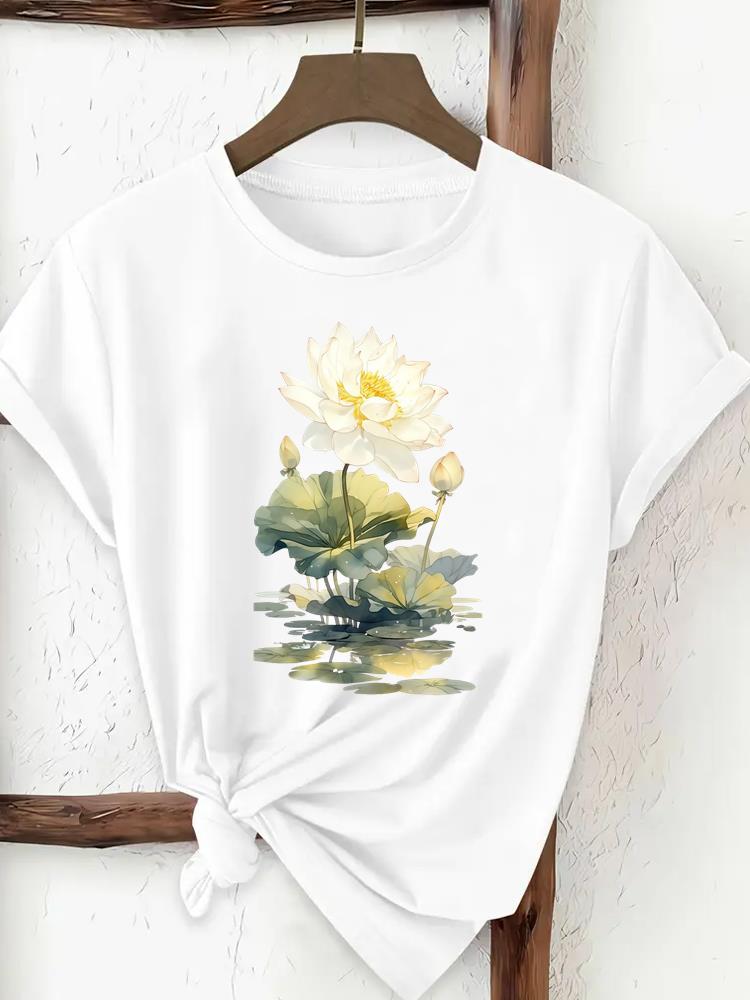 (Asian Size) Print Tee Top Women Woman Fashion Clothing T Shirt  Female Sweet Butterfly Style Short Sleeve Graphic T-shirts