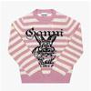 Ganni Damen Strickpullover Bunny Grafik Logo Wollmischung Streifen K2426 065