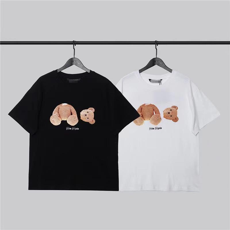 Unisex Palm Angel Beheaded Bear Print Loose Short-Sleeve T-Shirt