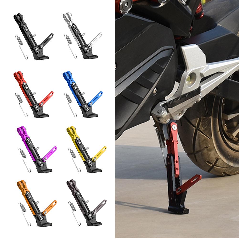 Universal Motorcycle Kickstand, CNC Aluminum Alloy Adjustable Tripod Holder Foot Side Support Stand, Parking Kickstand For Motor Scooter Motorbike