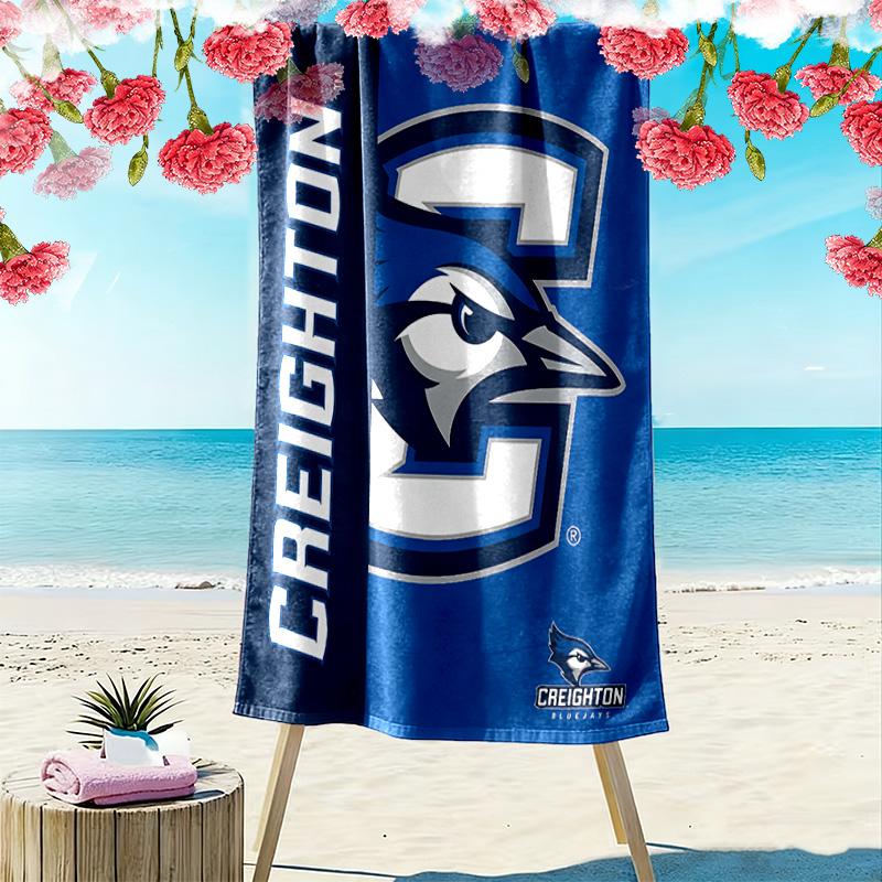 Creighton Blue Jays Print Beach Towel, Large Soft Quick Dry Towel for Beach Camping Swimming