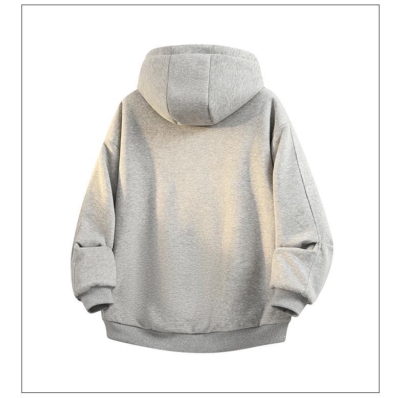 Men's Reversible Trendy Loose Hooded Jacket, Black/Light Gray, Spring/Autumn Casual Sportswear.