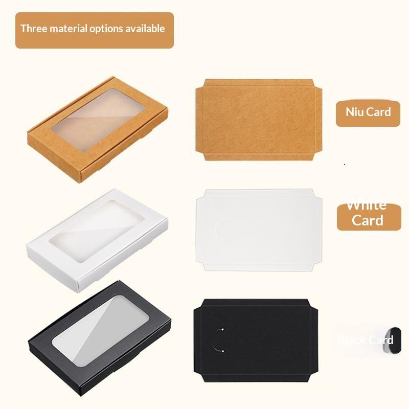10Pcs Window Folding Paper Box For Kraft Paper Postcard Photo Frame Holiday Greeting Card Candy Biscuit Packing Box