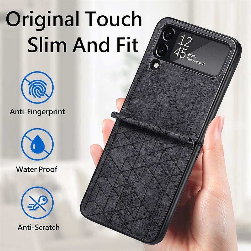 Pro Sumsung Z Flip3 Case Luxusní Splicing Leather Texture Kryt na telefon Samsung Galaxy Z Flip3 Flip3 5g nárazuvzdorný nárazník Coque