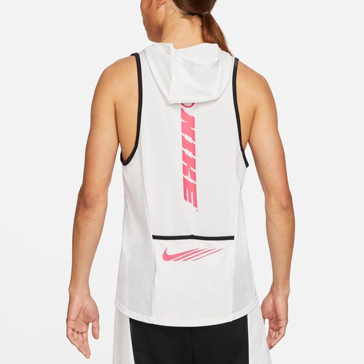 Nike Sport Clash Logo Print Hooded Loose Tank Top Men Tops White CZ1506-100