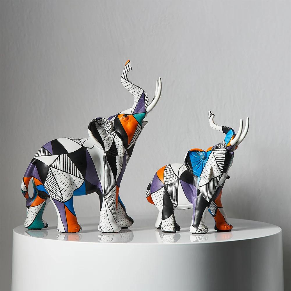 Modern Simple Art Dazzling Elephant Ornaments Creative Crafts Living Room Entrance Desk Resin Decorative Ornaments
