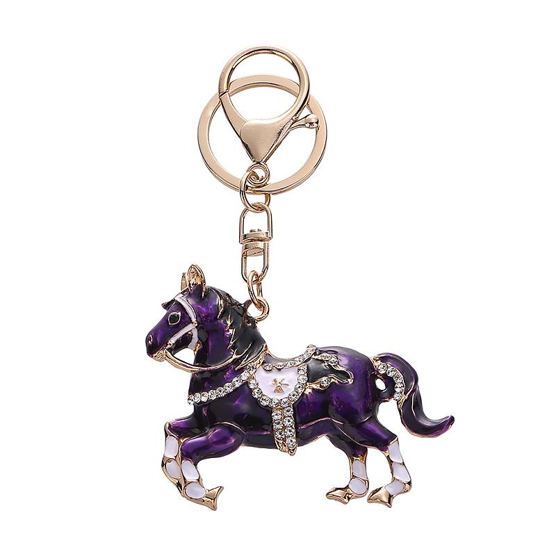 

1PC Cute Backpacks Horse Keychain Souvenirs Rhinestone Handbags Zinc Alloy Convenient Brightly Practicality Decorative Gift