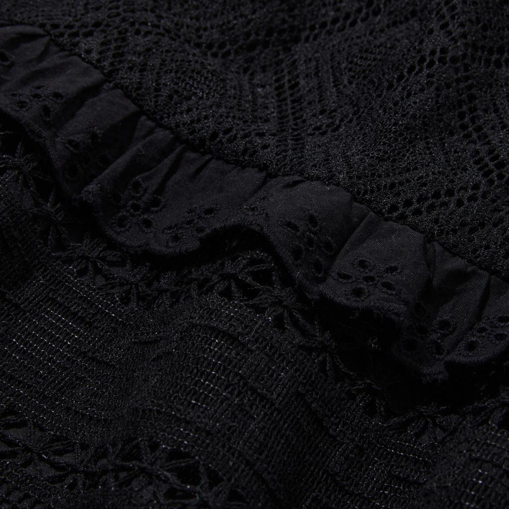 Penfield Crochet Tiered Long Skirt Black_Fr2Ks21F
