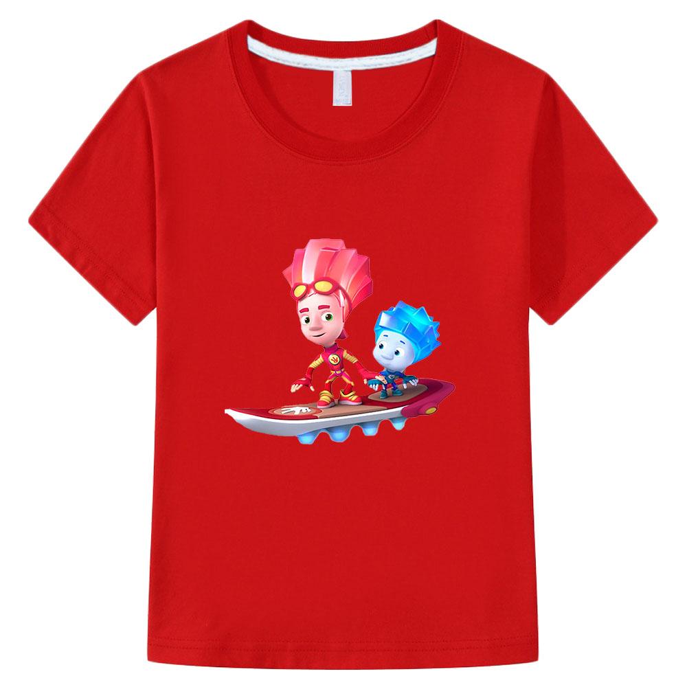 

The Fixies 100% Cotton New Tees Cute Girls Cartoon T Shirt Funny Baby Boys Short Sleeve Anime Tops Print Kids T-shirt Summer 100 красный