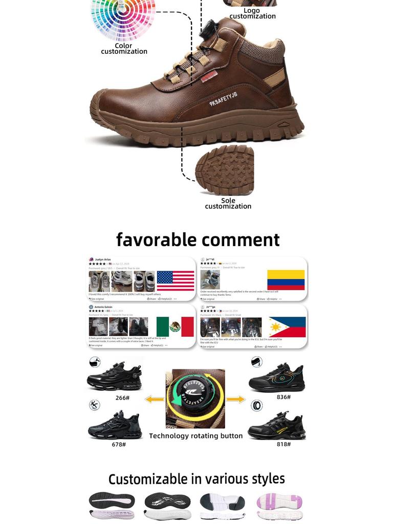 Men’s Safety Work Shoes: Anti-Smash, Puncture-Resistant, Anti-Slip, Wear-Resistant, Water-Resistant, Breathable, and Comfortable Protective Footwear