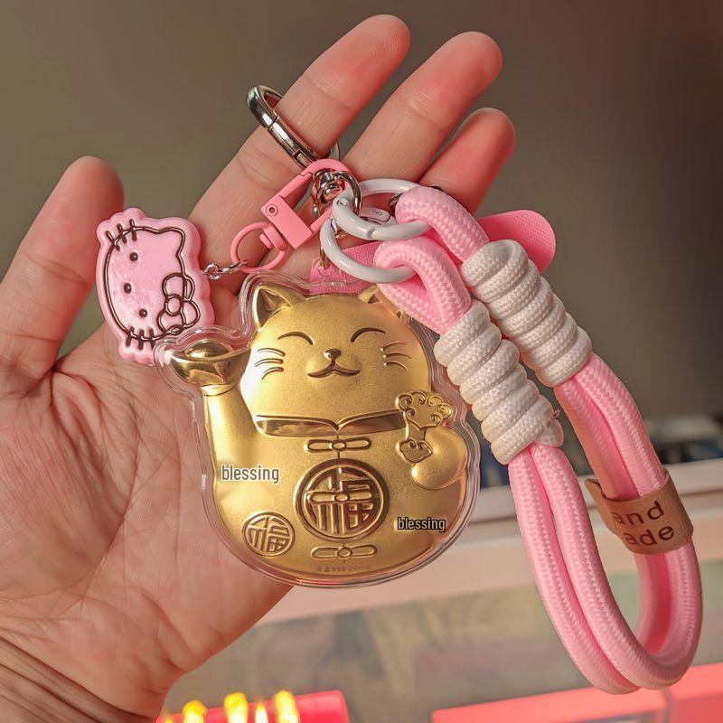 Zawieszka i brelok Bóg Bogactwa z czystego złota 999 - Urok Maneki Neko