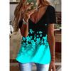 Summer V-neck 3D Printed Top Fashionable Casual Short Sleeved Women's T-shirts