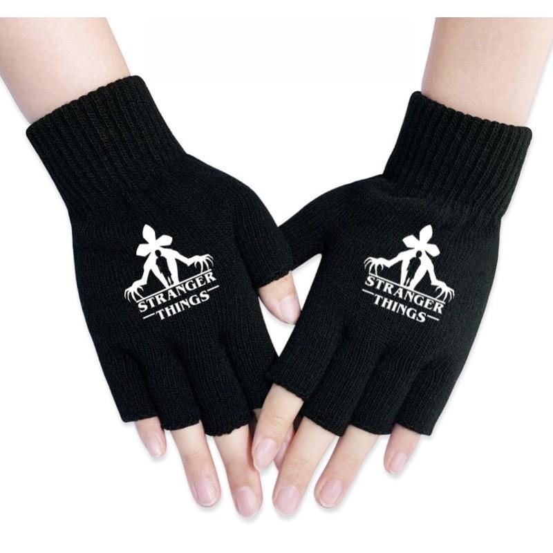 Stranger Printed Cotton Autumn Winter Warm Knitted Touch Gloves Fingerless Gloves
