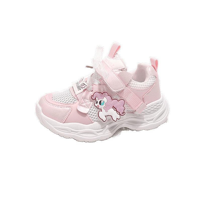 Children's double net cute sneakers 2025 spring new girls cartoon sneakers children's breathable dad shoes