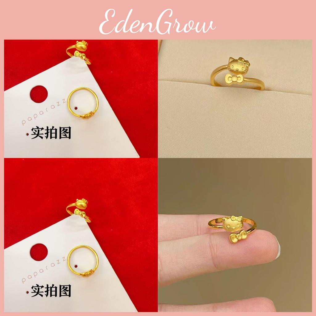 Tone Gold Playful Kitty Cat Ring Adjustable Size Cute Finger Jewelry For Couples Fashion