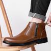Stylish Walking Shoes Side Zip Ankle Boots Waterproof Slip-Resistant Casual Winter Shoes Men's Genuine Leather Chelsea Boots