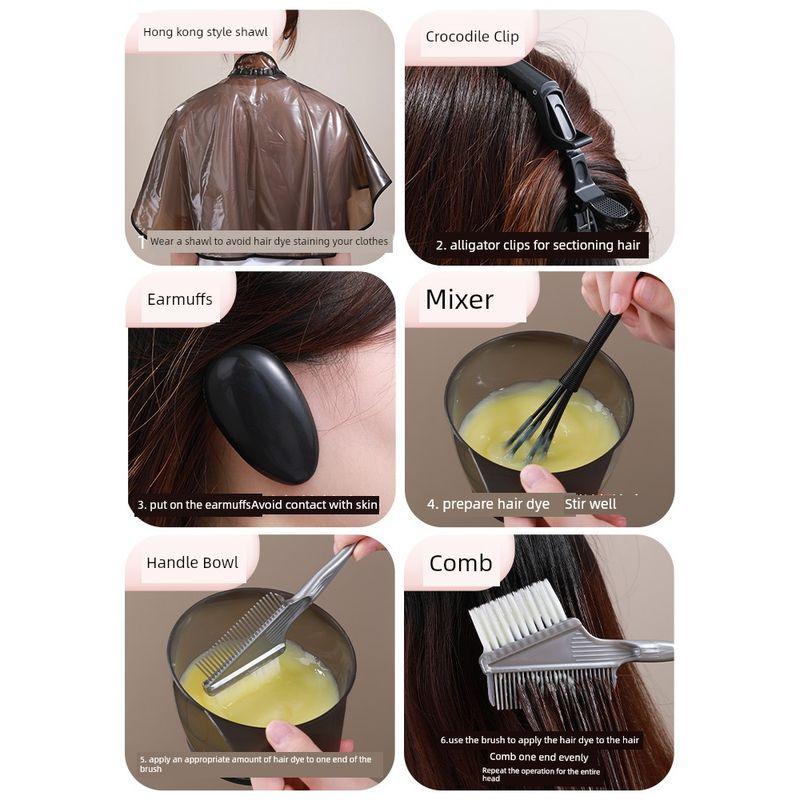 Hair Dyeing Tools Home Kit, Special Brush for Dyeing Hair, Dyeing Bowl and Comb, Hair Treatment Earmuffs, Hairdressing Cape, Hairdressing