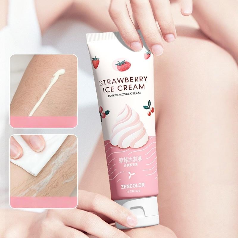 Strawberry Ice Cream Hair Removal Cream 60g for Bikini Area Delicate Gentle