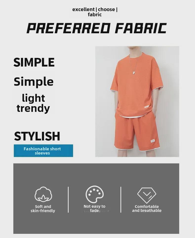 Men's Hong Kong Style Loose Two-Piece Waffle Sports Suit