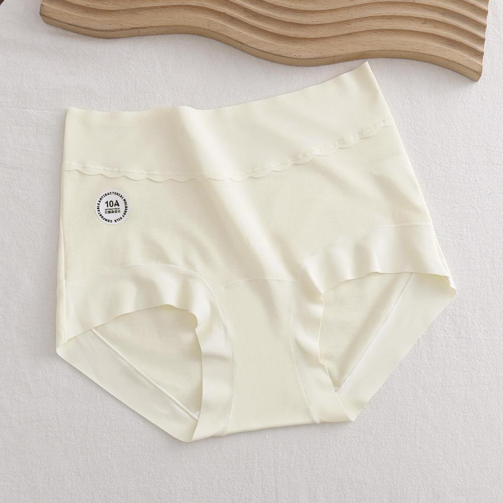 Plus Size Antibacterial Lyocell High-Waisted Seamless Tummy Control Silk Panties