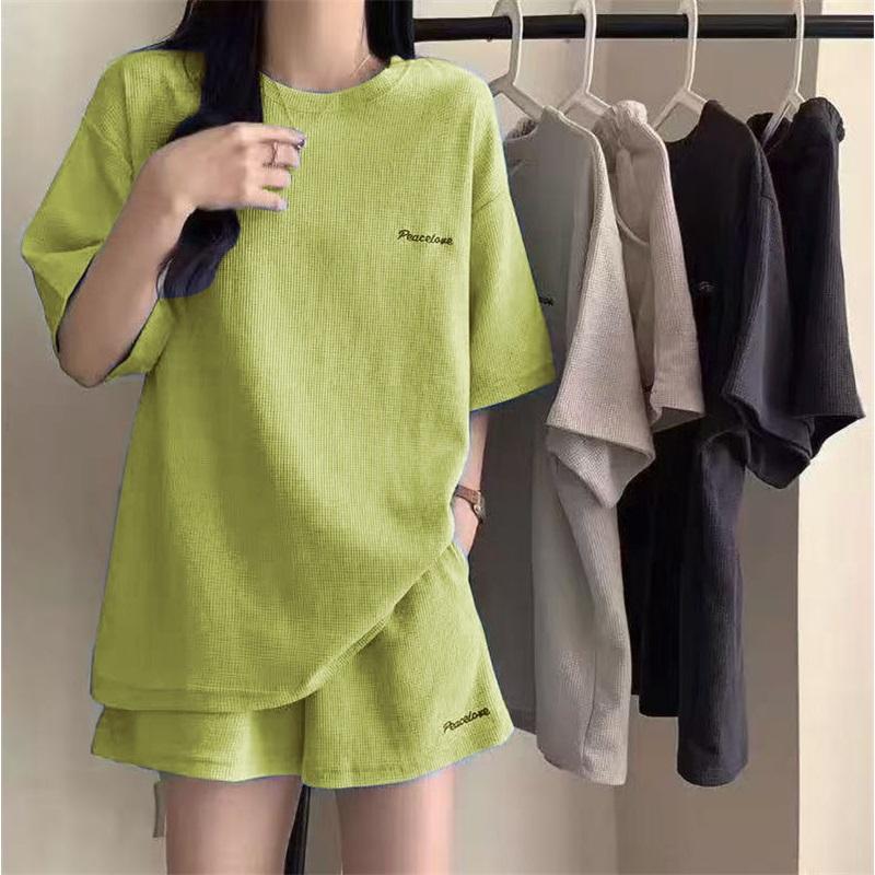 New Summer Embroidered Casual Set For Women Loose Short Sleeve T-shirt  Shorts Two-piece Outfit