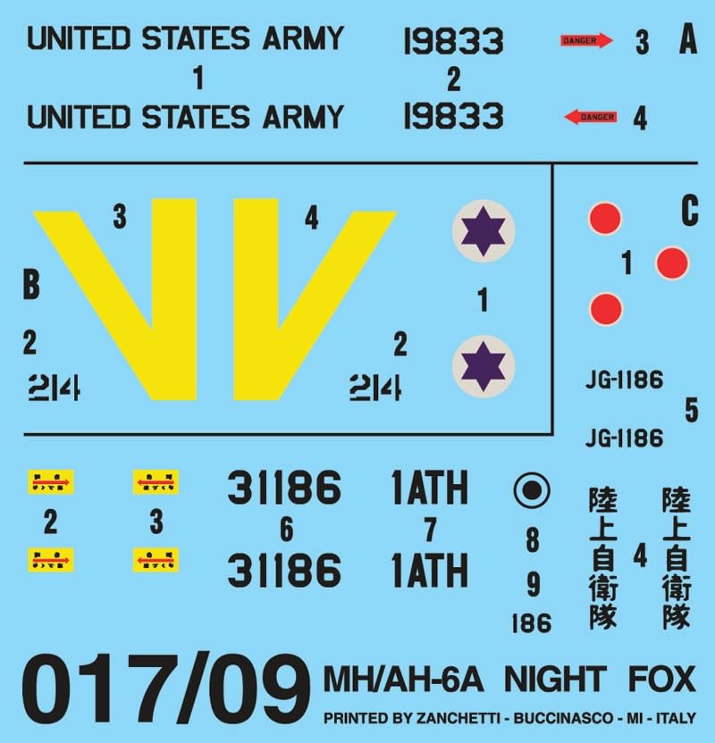 Platts Italeri American Night Fox Aeronave de Operação Noturna Modelo de Plástico IT0017 1/72 AH-6 (Helicóptero)