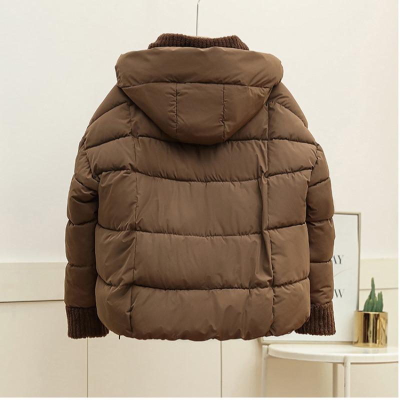 Splicing cotton clothes women's short cuffs splicing lamb wool splicing new winter jacket