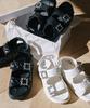 Bejeweled Platform Sandals for Sports Platform Velcro M Smooth White [Kobe Lettuce] Two-Belt Women, Sandals, Sandals, [I2609]