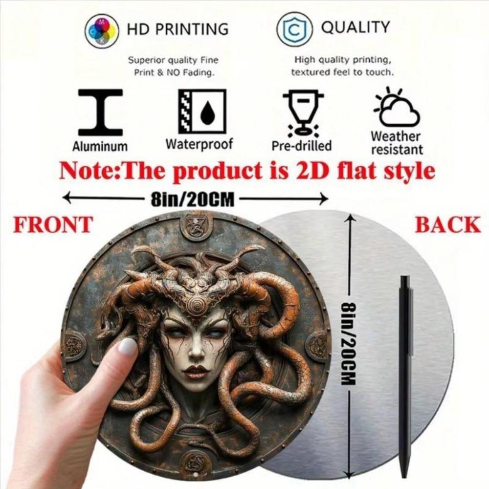 Placca Metallo Vintage Medusa 8 Pollici Rotonda Decorazione Murale Cucina Bar Regalo