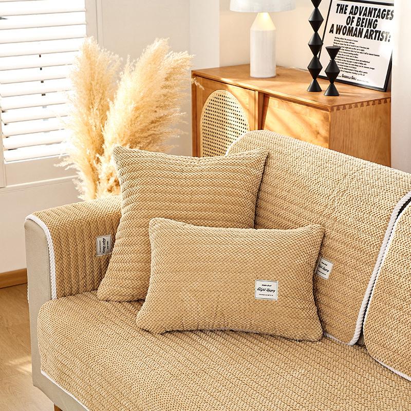 Plaid-Sofakissen aus Cord, verdicktes, rutschfestes Kissen, schlichtes, modernes Wohnzimmer-Sofabezug, Plüsch, warm, universeller Sitzbezug