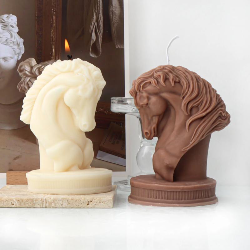 3D Horse Head Aroma Candle Silicone Mold DIY Animal Plaster Resin Ornaments Mould Home Decoration Crafts Making Molds