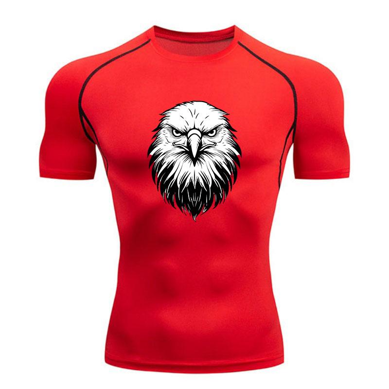 Men's Compression Athletic T-Shirt, Eagle Head Print Quick D