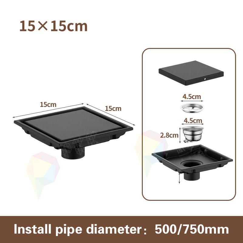 

10/11/15cm Tile Insert Square Floor Waste Drain Bathroom Grates Shower Drain 304 Stainless Steel Large Flow Drainer Accessories