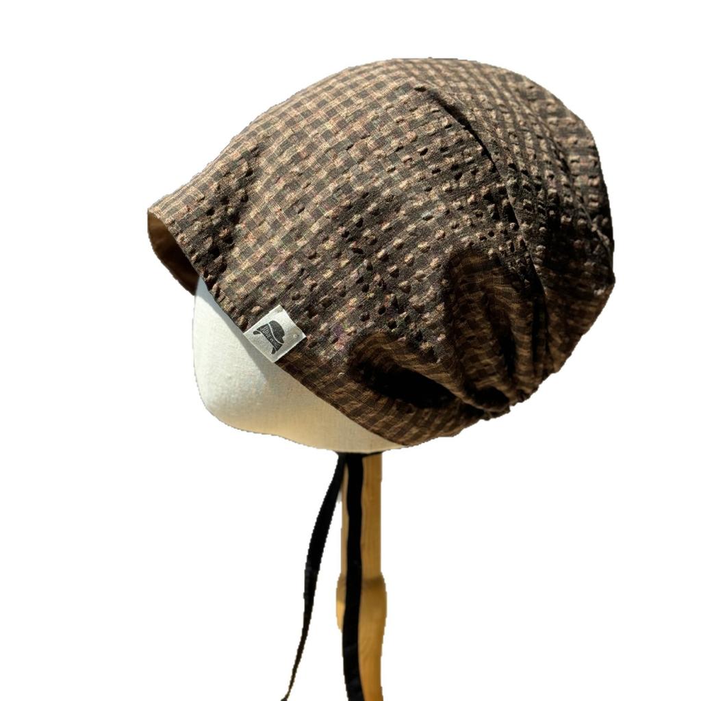 New Wasteland Style Retro Double sided Plaid Pullover Hat for Women Korean Style Casual Face showing Small Baotou Pile Hat Trendy Cold Hat