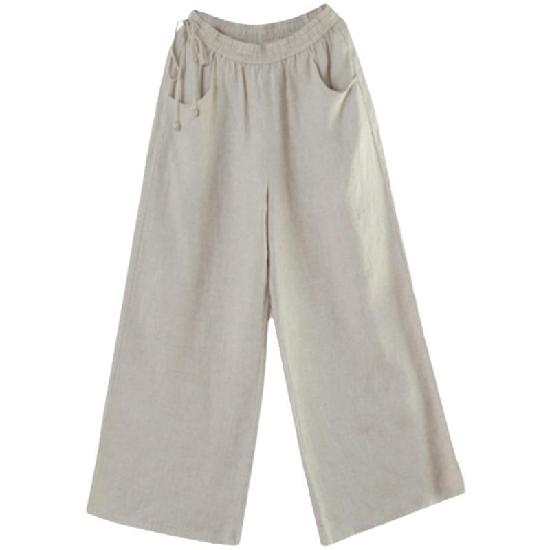 Sommer Locker Elastischer Bund Weites Bein Hosen Damen Casual