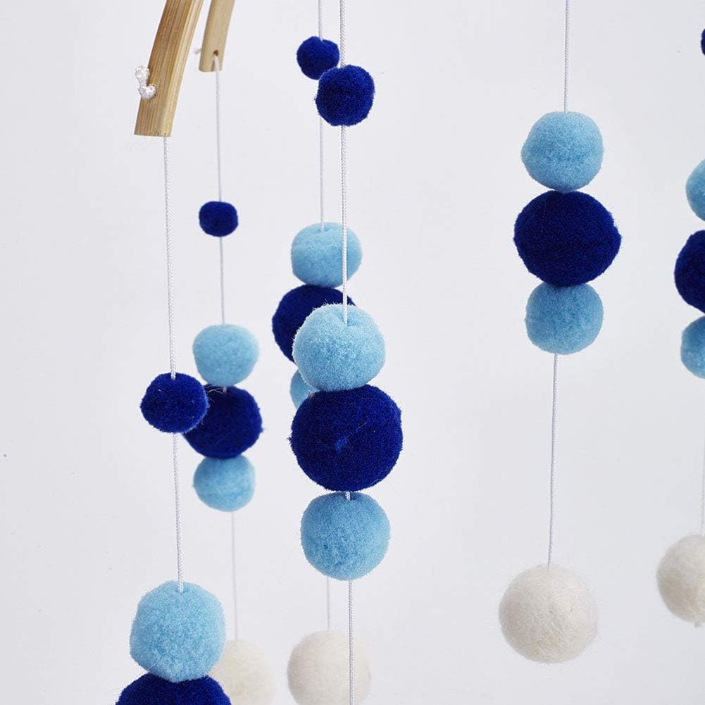 Mobile berceau bébé Mobile berceau chambre d'enfant Carillons éoliens à boules en feutre Suspendu en bois Mobiles de lit en feutre Mobiles de plafond en feutre Mobile berceau pour chambre d'enfant Douche de bébé