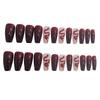 Woman Glossy Press-on Nail Wine Red Snake Pattern Ballerina Artificial Nail for Salon Expert and Naive Women