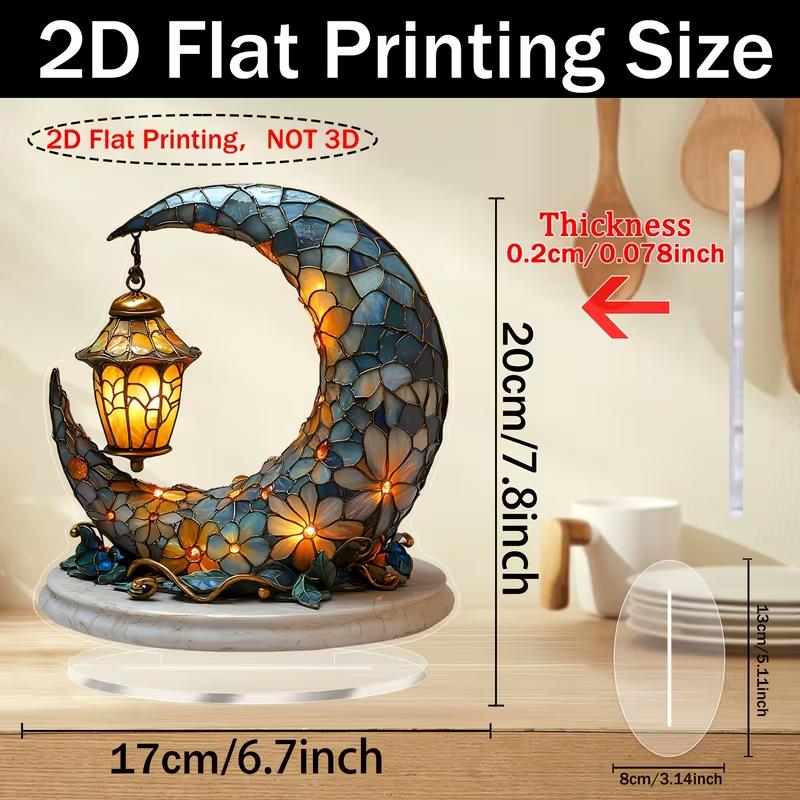 Eid Al Fitr Crescent Lantern Desktop Decoration Multi-Purpose Holiday Gift for Home Office Bedroom