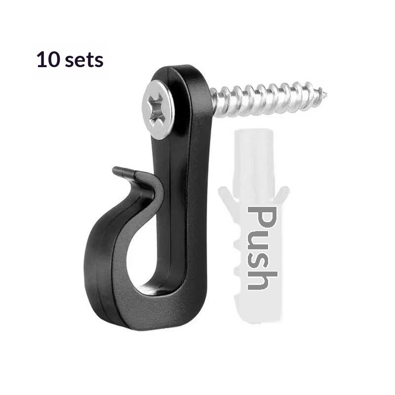 10Pcs Plastic Lights Hook With Screw New String Light Hangers Garage Hooks For Indoor Outdoor Holiday Lights Accessories