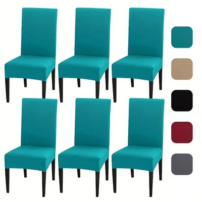 4 piezas/6 piezas de fundas elásticas para sillas de colores sólidos para las cuatro estaciones para el hogar, el hotel y el restaurante