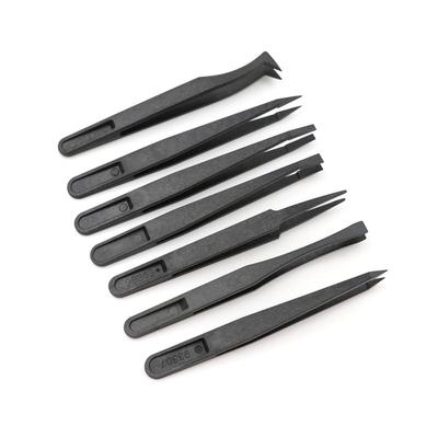 7Pcs /Set Elastic Carbon Fiber Anti-Static Purification Plastic Tweezers