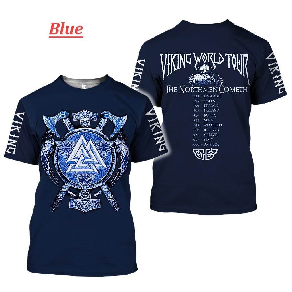 

Модний чоловічий одяг Жінки Чоловіки Viking Tattoo Art Skull Graphic T-Shirt 3D Print Vikings Short Sleeves Plus Size XXS-6XL L