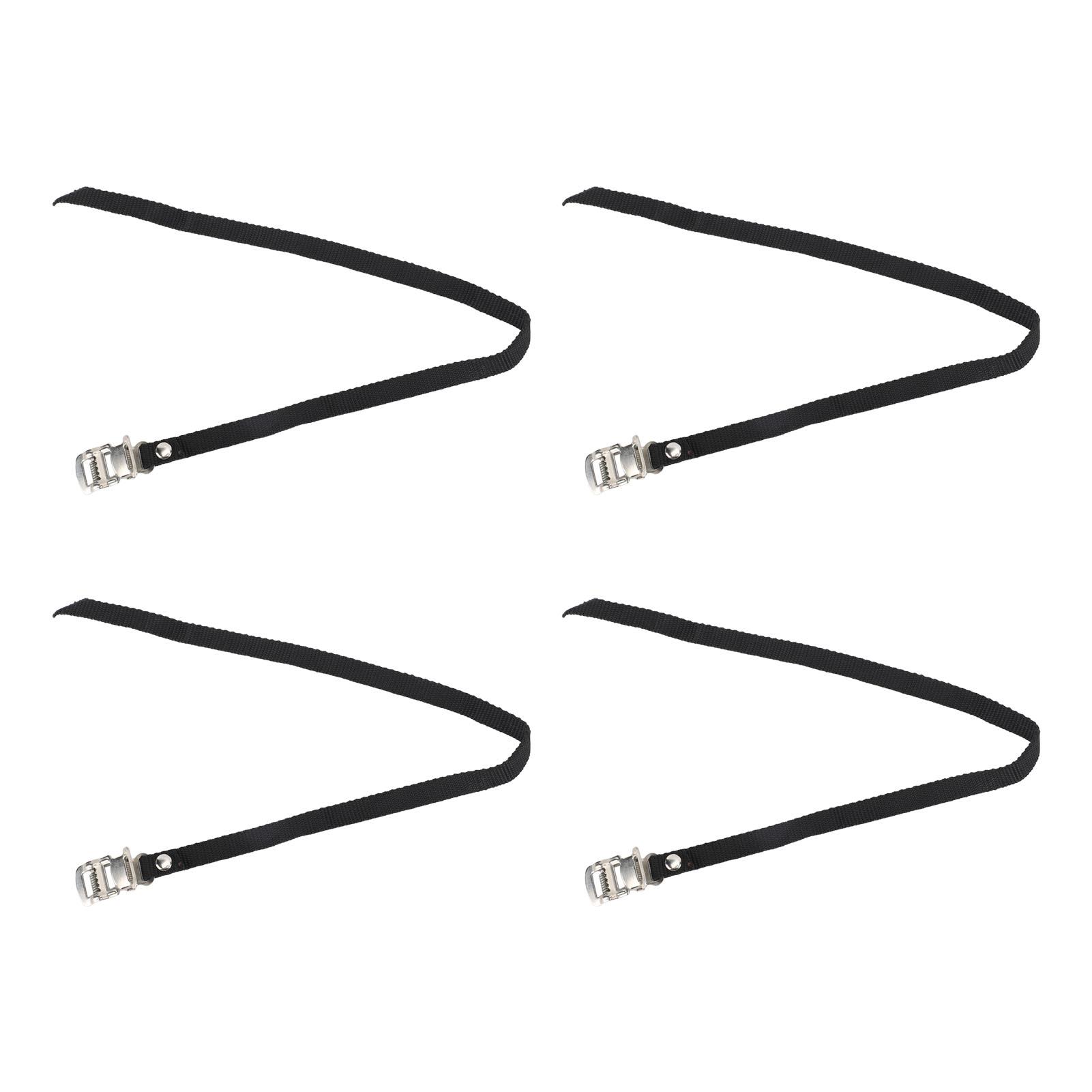 2 Pairs Bikes Pedal Straps Nylon Adjustable Metal Toe Clip 50cm Length Bicycle Pedal Toe Straps