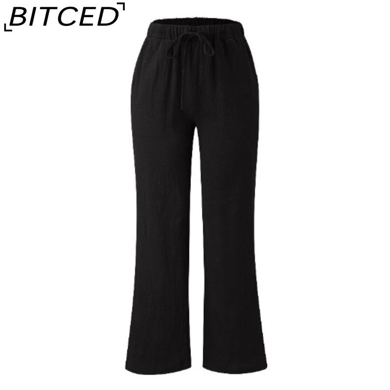 BITCED Women's Fashion Casual Solid Color Print Pants & Capris