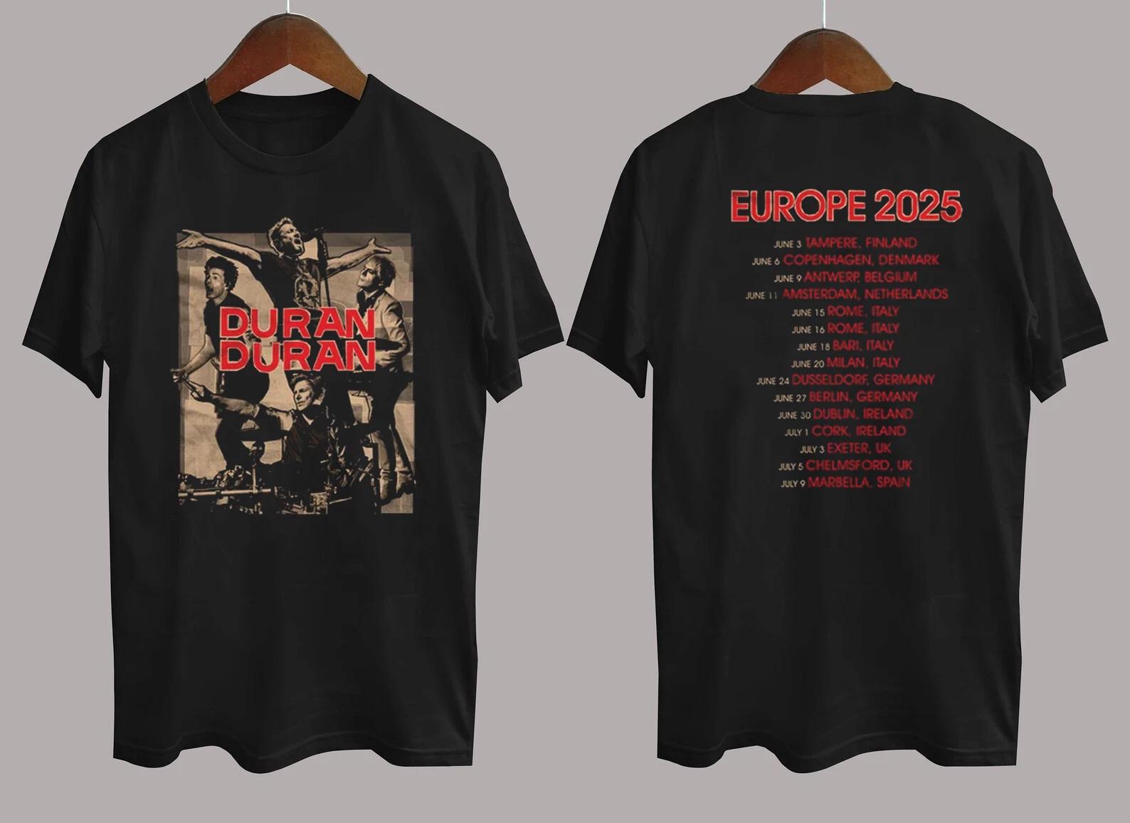 

Hot Duran Duran Band Europe Tour Heavy Cotton Black Loose and Breathable Mens and Womens Same Crew Neck Pure Cotton Tshirt XL