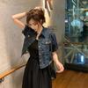 Women's Retro Pure Style Short Denim Jacket - Summer Petite Fresh High-End Outerwear, Age-Defying Thin Jacket