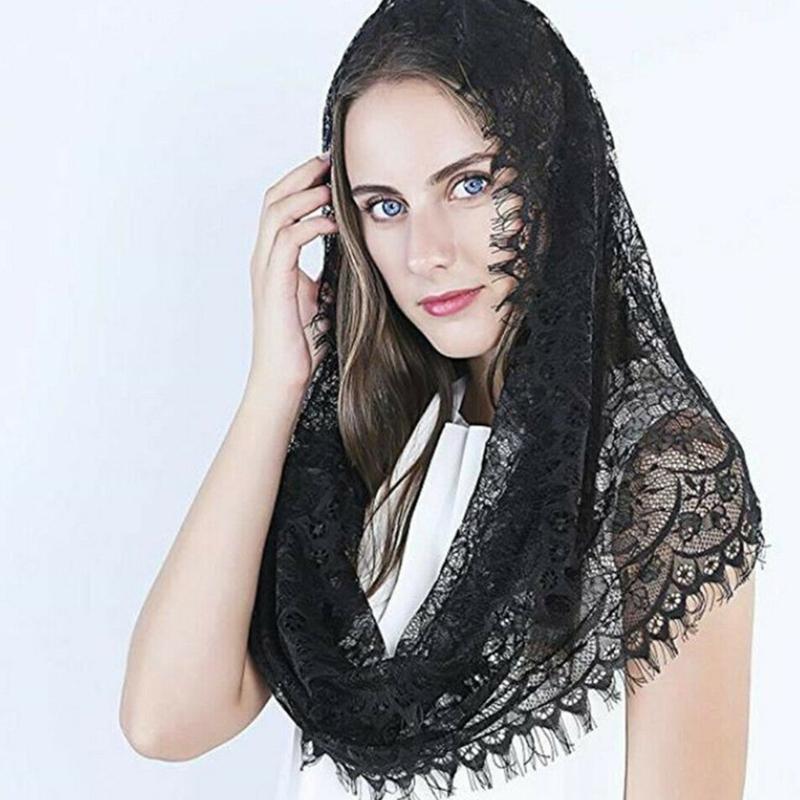 Lace Mantilla Catholic Church Chapel Veil Exquisite Flower Embroideries