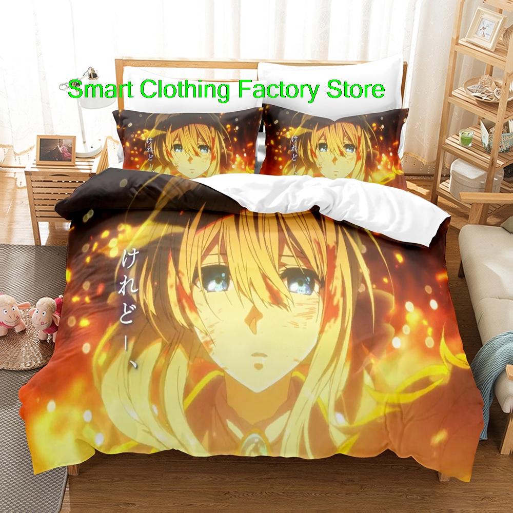 Comforter Single Twin Full Queen King Size Bed Set Teenagers Bedroom s Fashion Bed Violet Evergarden Bedding Set